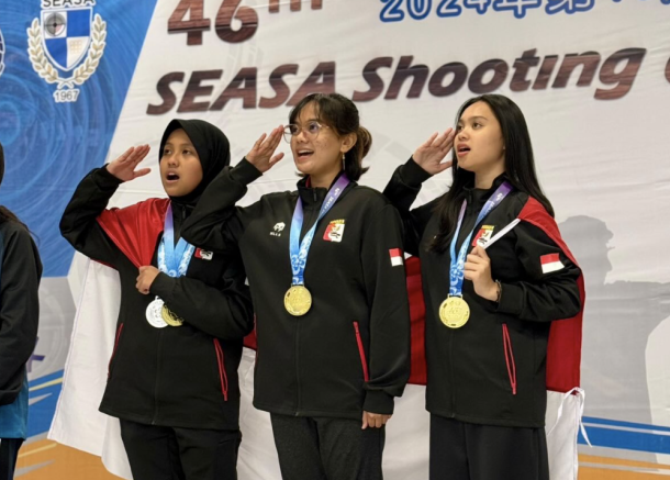Atlit menembak asal kabupaten tangerang raih medali emas di ajang SEASA Shooting Championship 2024
